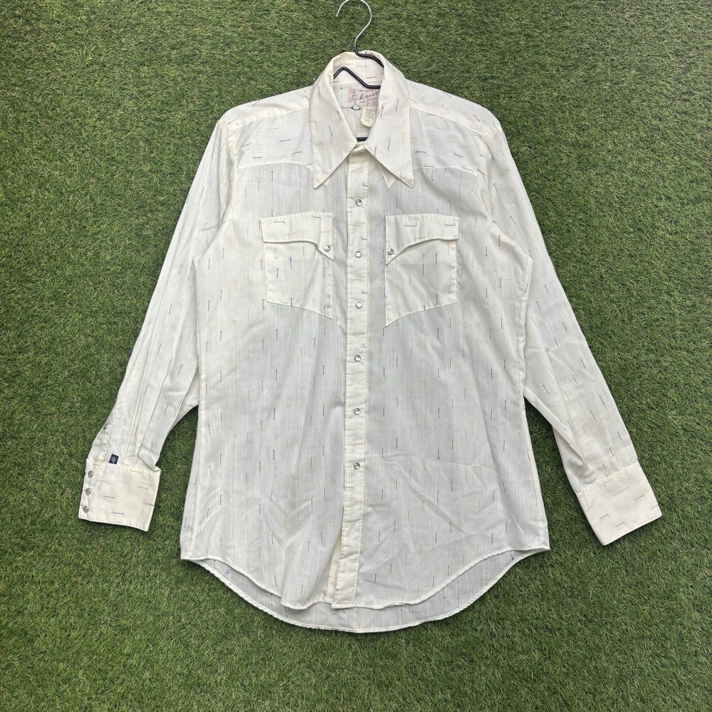 Rockmount Button-Up Shirt Mens 16 M Western Pearl Snap Dagger Collar Model 650